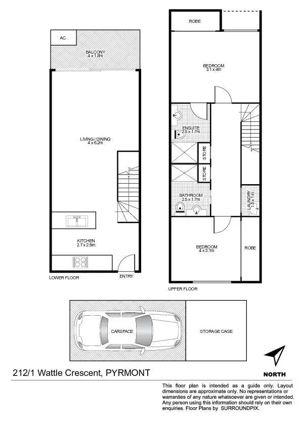 Floorplan of Homely apartment listing, 212/1 Wattle Crescent, Pyrmont NSW 2009
