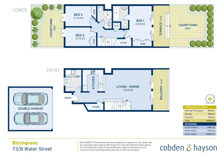 Floorplan of Homely townhouse listing, 73/8 Water Street, Birchgrove NSW 2041