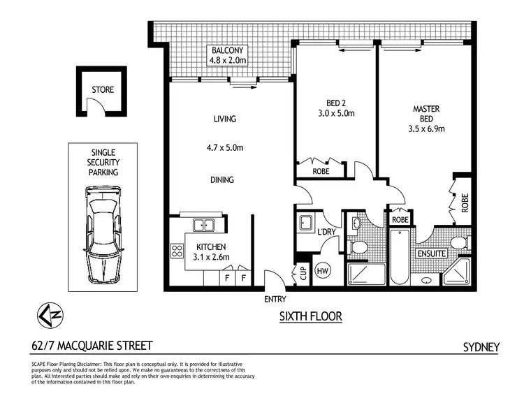 Floorplan of Homely apartment listing, 62/7 Macquarie Street, Sydney NSW 2000