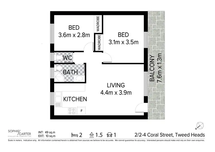 Floorplan of Homely unit listing, 2/2-4 Coral Street, Tweed Heads NSW 2485