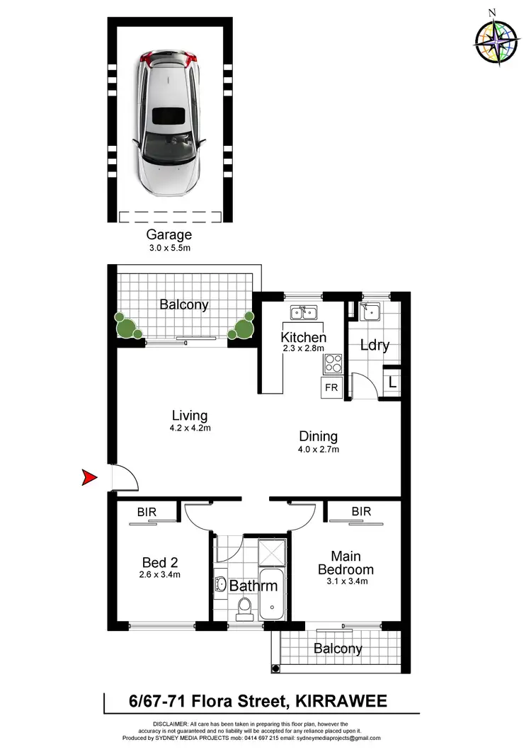 Floorplan of Homely unit listing, 6/67-71 Flora Street, Kirrawee NSW 2232