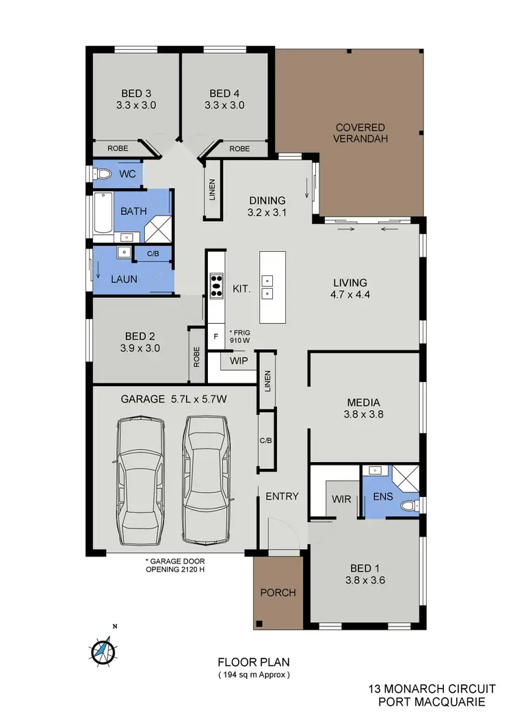 Floorplan of Homely house listing, 13 Monarch Circuit, Port Macquarie NSW 2444