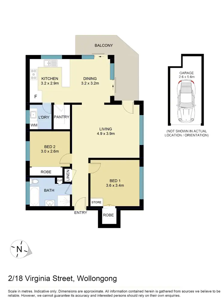 Floorplan of Homely apartment listing, 2/18 Virginia Street, North Wollongong NSW 2500