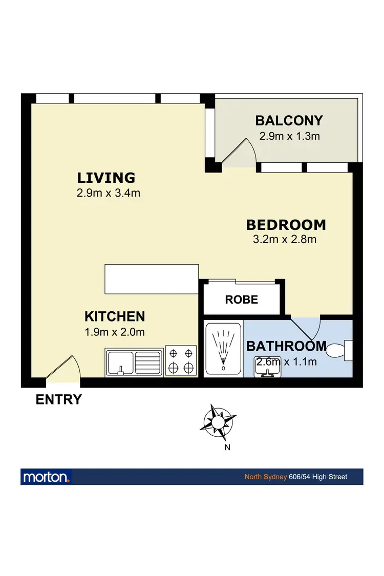 Floorplan of Homely apartment listing, 606/54 High Street, North Sydney NSW 2060