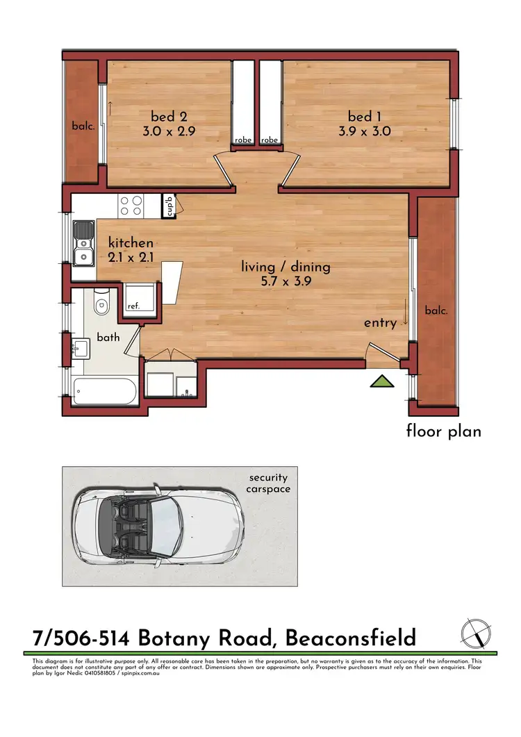 Floorplan of Homely apartment listing, 7/506-514 Botany Road, Beaconsfield NSW 2015