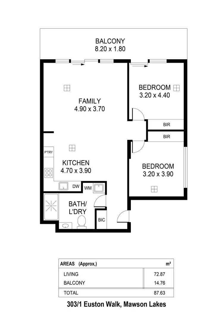 Floorplan of Homely apartment listing, 303/1 Euston Walk, Mawson Lakes SA 5095
