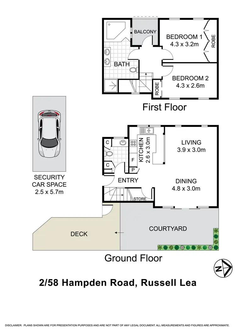 Floorplan of Homely townhouse listing, 2/58 Hampden Road, Russell Lea NSW 2046