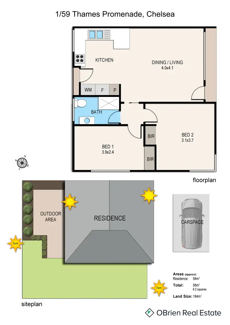 Floorplan of Homely unit listing, 1/59 Thames Promenade, Chelsea VIC 3196