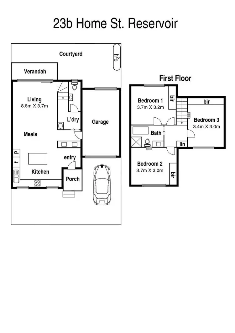 Floorplan of Homely house listing, 23B Home Street, Reservoir VIC 3073