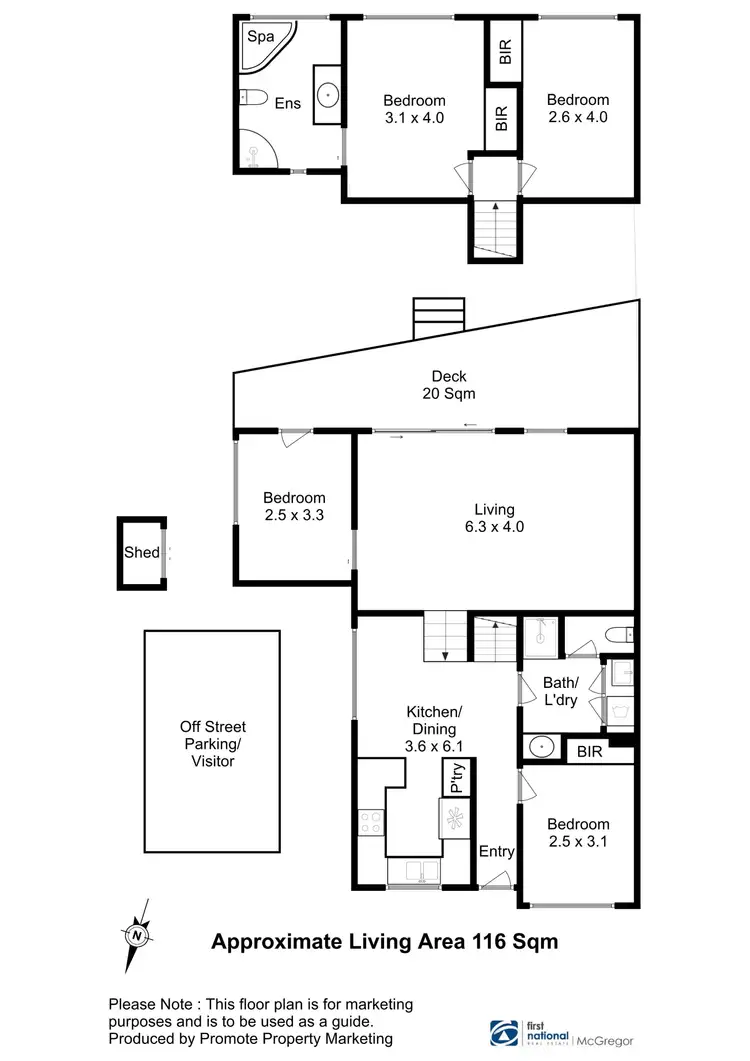 Floorplan of Homely unit listing, 3/18 Chadwick Court, West Hobart TAS 7000