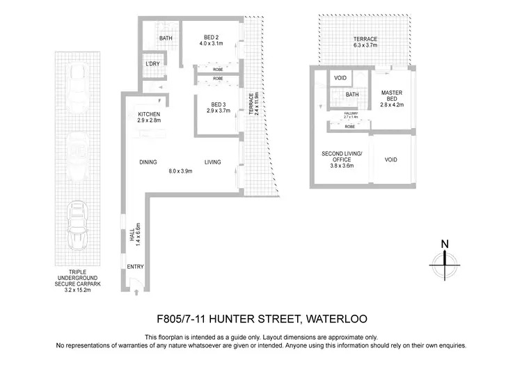 Floorplan of Homely apartment listing, F805/7 Hunter Street, Waterloo NSW 2017