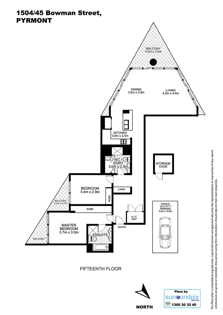 Floorplan of Homely apartment listing, 1504/45 Bowman Street, Pyrmont NSW 2009