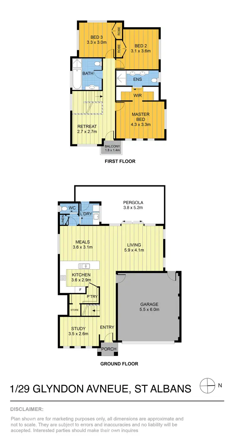 Floorplan of Homely townhouse listing, 1/29 Glyndon Avenue, St Albans VIC 3021