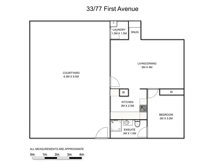 Floorplan of Homely unit listing, 33/77 First Avenue, Sawtell NSW 2452
