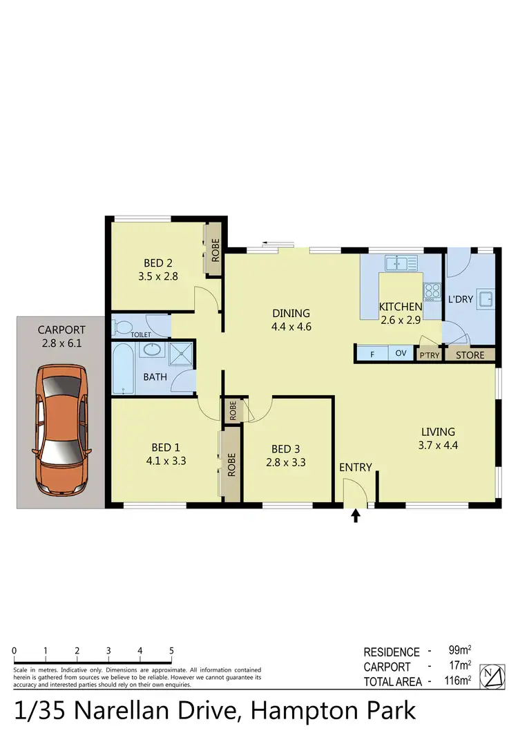 Floorplan of Homely unit listing, 1/35 Narellan Drive, Hampton Park VIC 3976