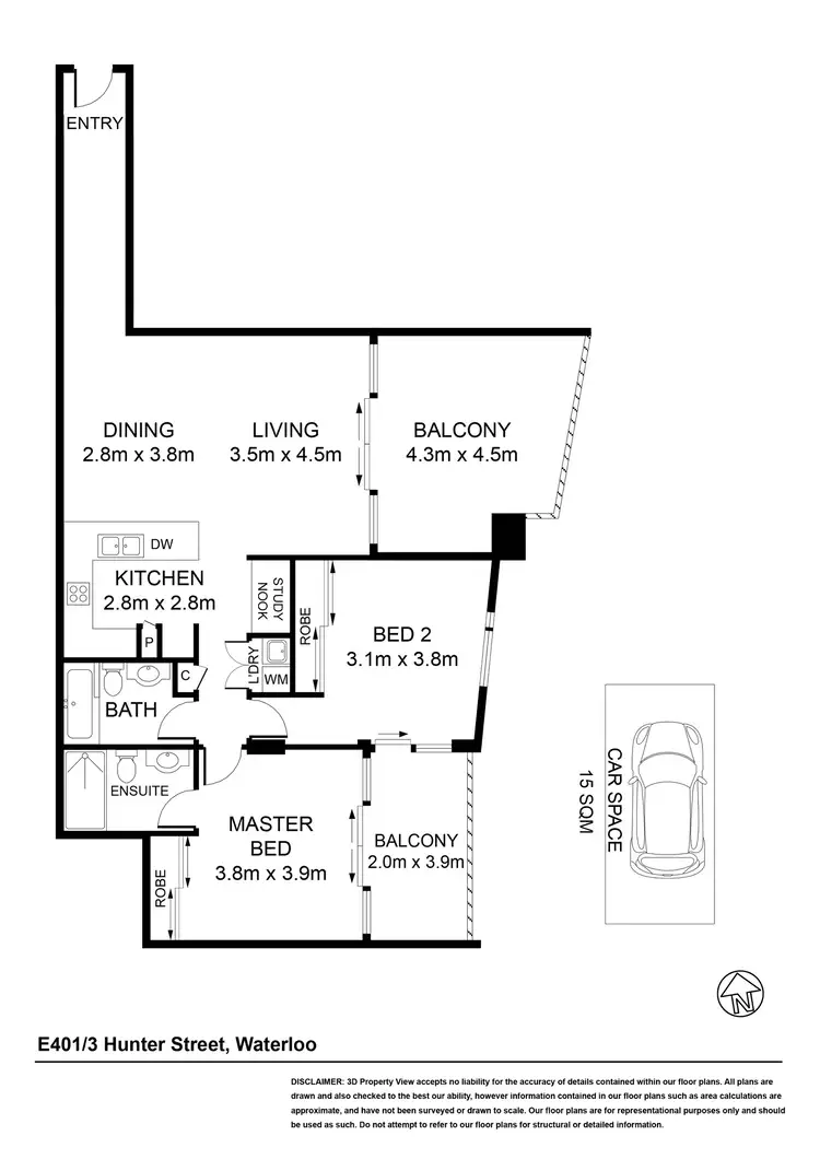 Floorplan of Homely apartment listing, E401/3 Hunter Street, Waterloo NSW 2017