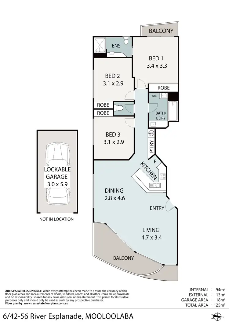 Floorplan of Homely apartment listing, Level 1/6/42-56 River Esplanade, Mooloolaba QLD 4557