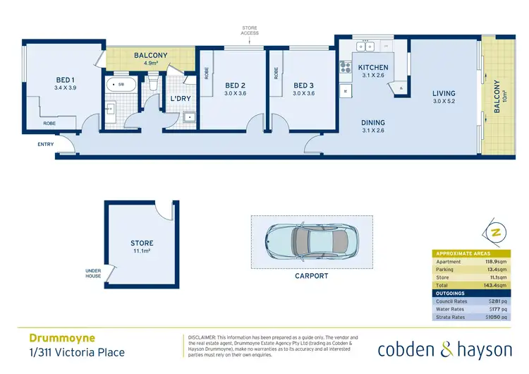 Floorplan of Homely apartment listing, 1/311 Victoria Place, Drummoyne NSW 2047