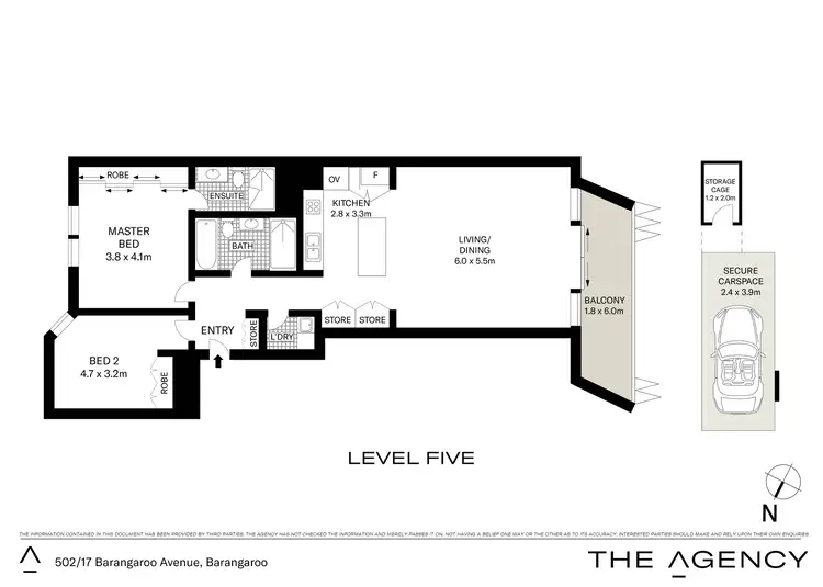 Floorplan of Homely apartment listing, 502/17 Barangaroo Avenue, Barangaroo NSW 2000