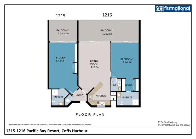 Floorplan of Homely apartment listing, 1215-1216/2 Resort Drive, Coffs Harbour NSW 2450