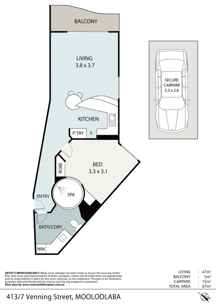 Floorplan of Homely unit listing, 413/7 Venning Street, Mooloolaba QLD 4557