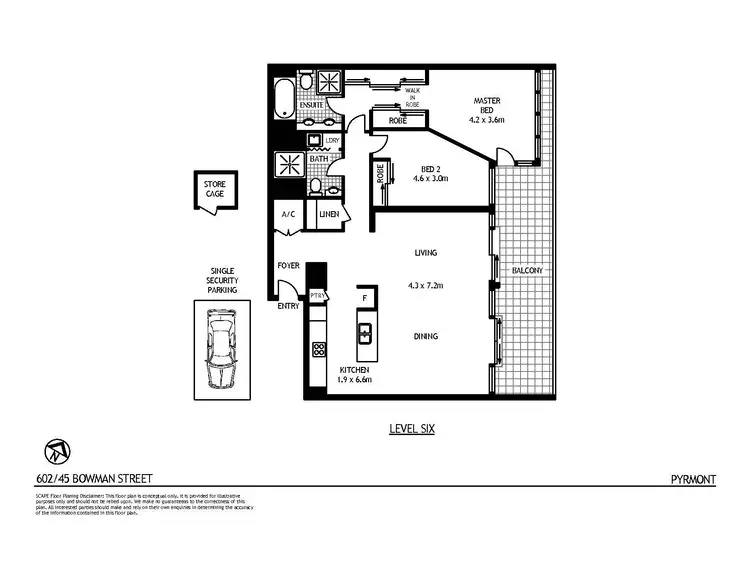 Floorplan of Homely apartment listing, 602/45 Bowman Street, Pyrmont NSW 2009