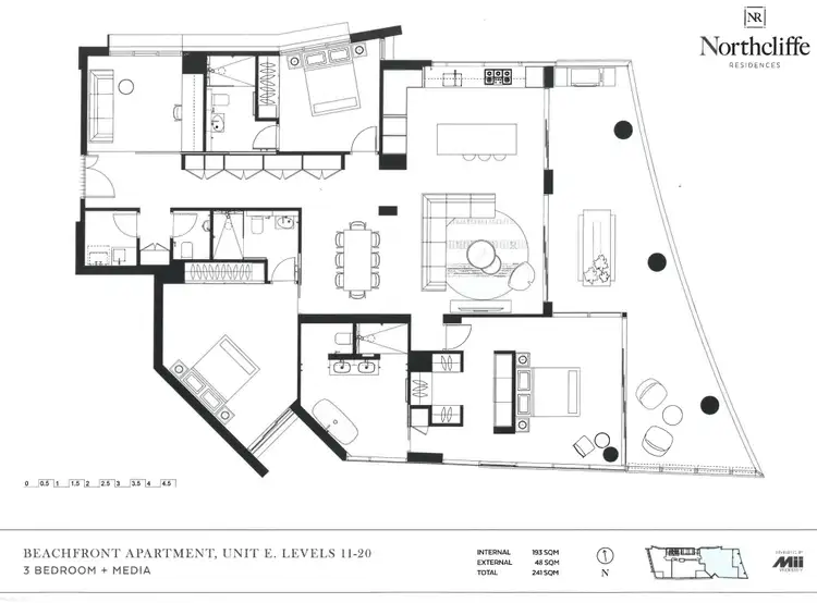 Floorplan of Homely apartment listing, 1301/3 Northcliffe Terrace, Surfers Paradise QLD 4217