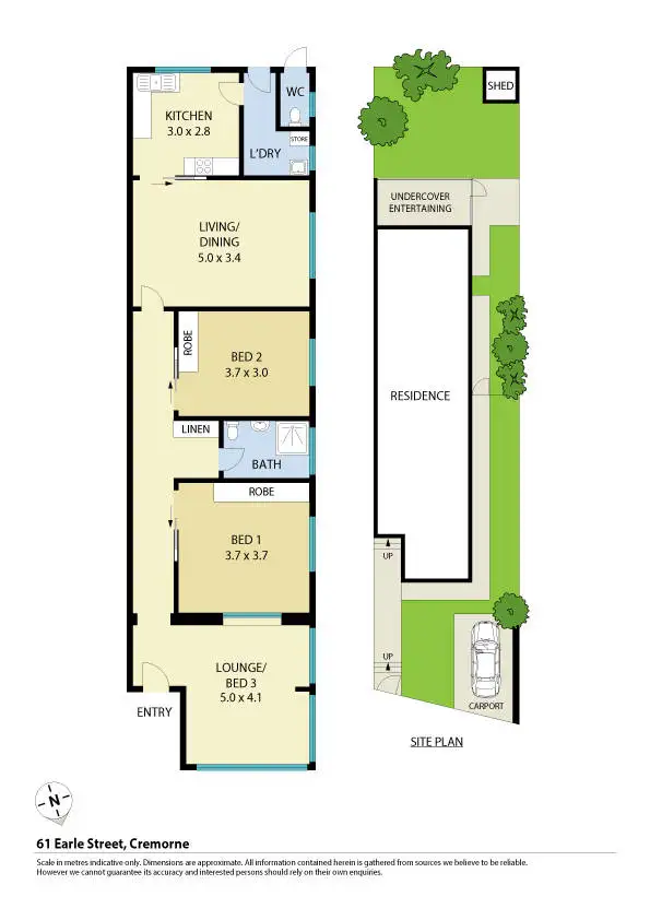 Floorplan of Homely semi-detached listing, 61 Earle Street, Cremorne NSW 2090