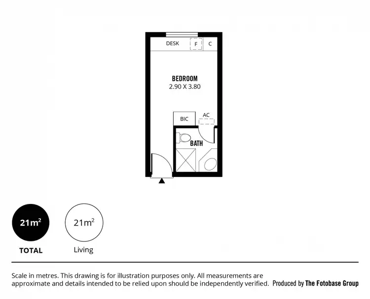 Floorplan of Homely studio listing, 415/12-20 Bailey Street, Adelaide SA 5000