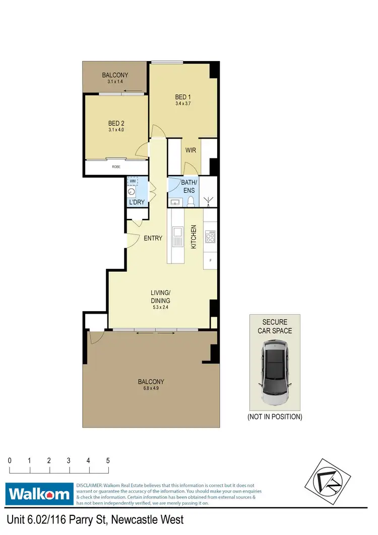 Floorplan of Homely apartment listing, 602/116 Parry Street, Newcastle West NSW 2302