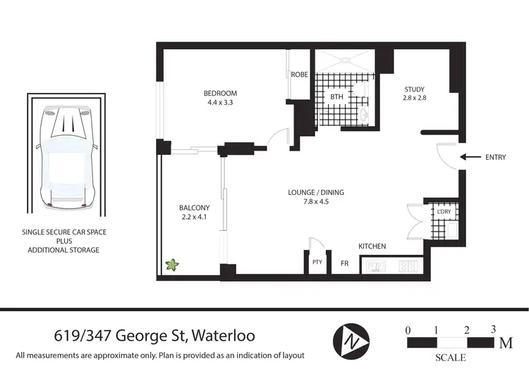 Floorplan of Homely apartment listing, 619/347 George Street, Waterloo NSW 2017