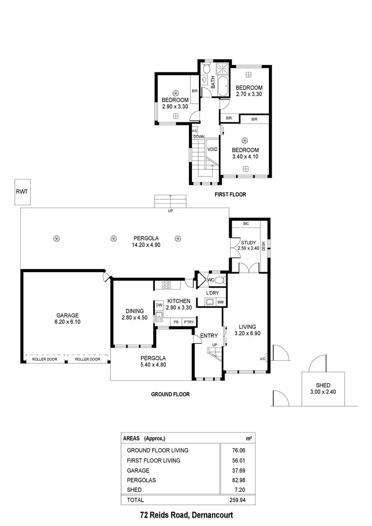 Floorplan of Homely house listing, 72 Reids Road, Dernancourt SA 5075