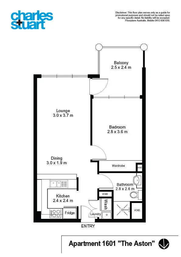 Floorplan of Homely apartment listing, 1601/1 Hosking Place, Sydney NSW 2000