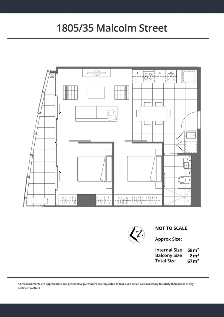 Floorplan of Homely apartment listing, 1805/35 Malcolm Street, South Yarra VIC 3141