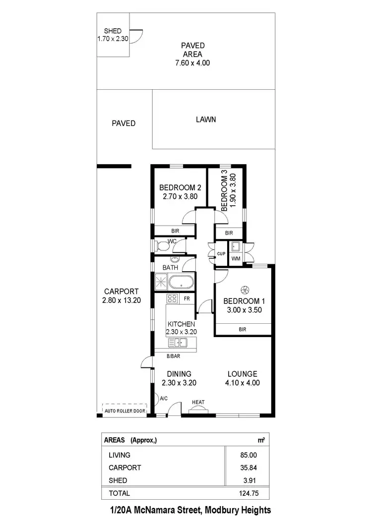 Floorplan of Homely house listing, 1/20A McNamara Street, Modbury Heights SA 5092