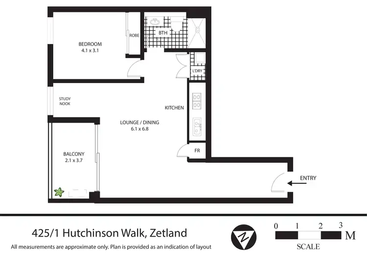 Floorplan of Homely apartment listing, 425/1 Hutchinson Walk, Zetland NSW 2017