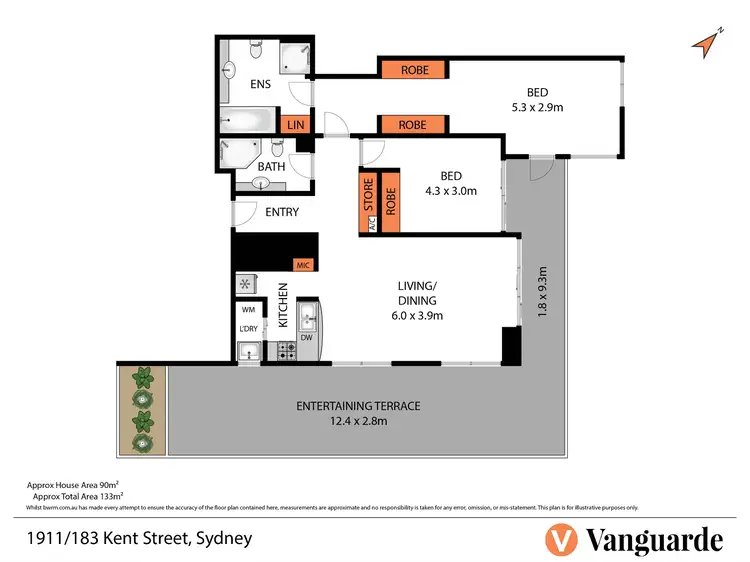 Floorplan of Homely apartment listing, 1911/183 Kent Street, Sydney NSW 2000