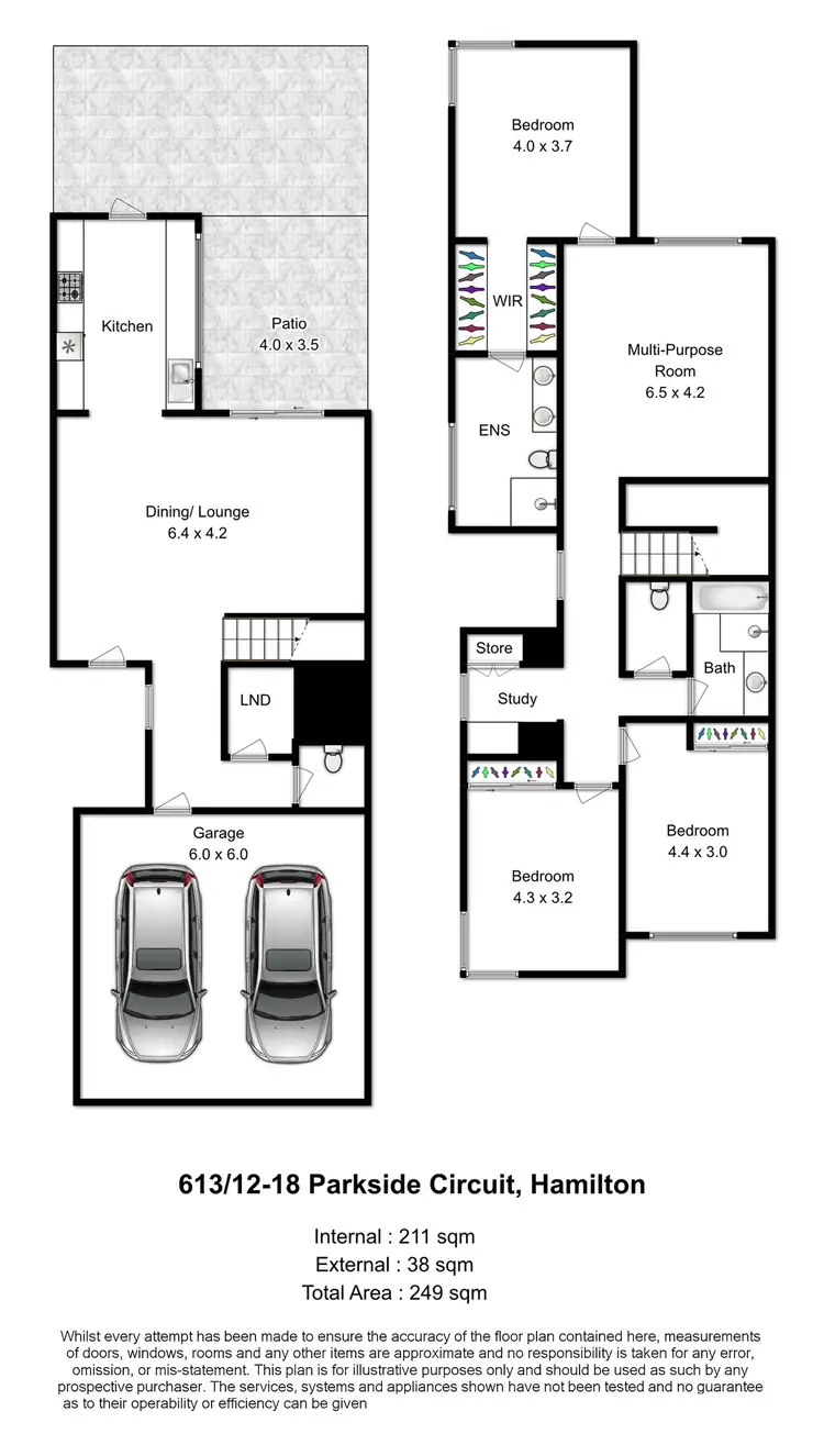 Floorplan of Homely townhouse listing, 613/12-18 Parkside Circuit, Hamilton QLD 4007