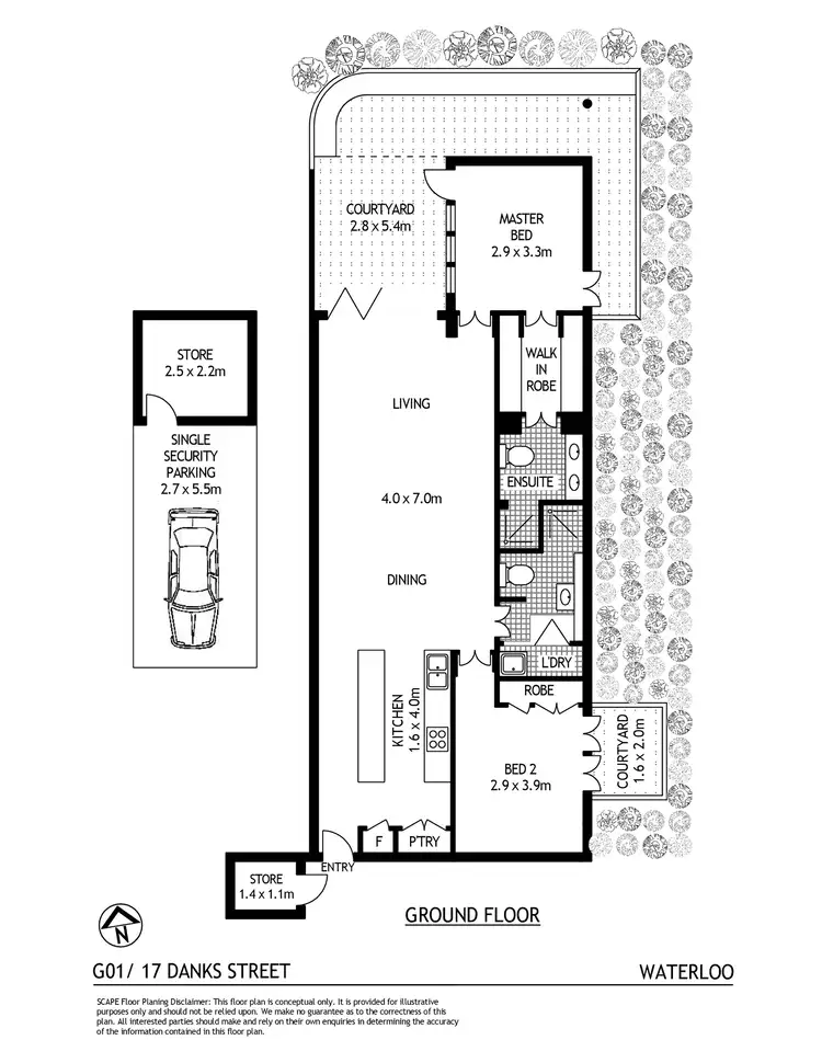 Floorplan of Homely apartment listing, G01/17 Danks Street, Waterloo NSW 2017