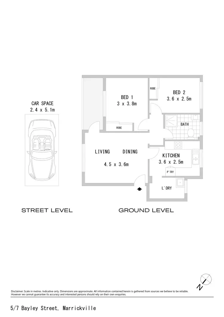 Floorplan of Homely apartment listing, 5/7 Bayley Street, Marrickville NSW 2204