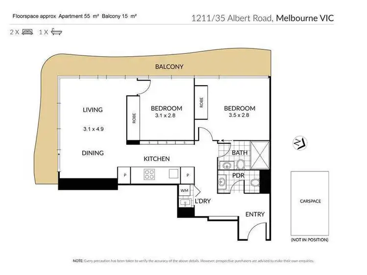 Floorplan of Homely apartment listing, 1211/35 Albert Road, Melbourne VIC 3000