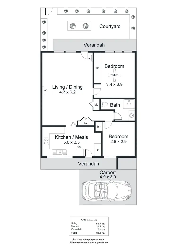 Floorplan of Homely unit listing, 1/16 Alpha Street, Kensington Park SA 5068