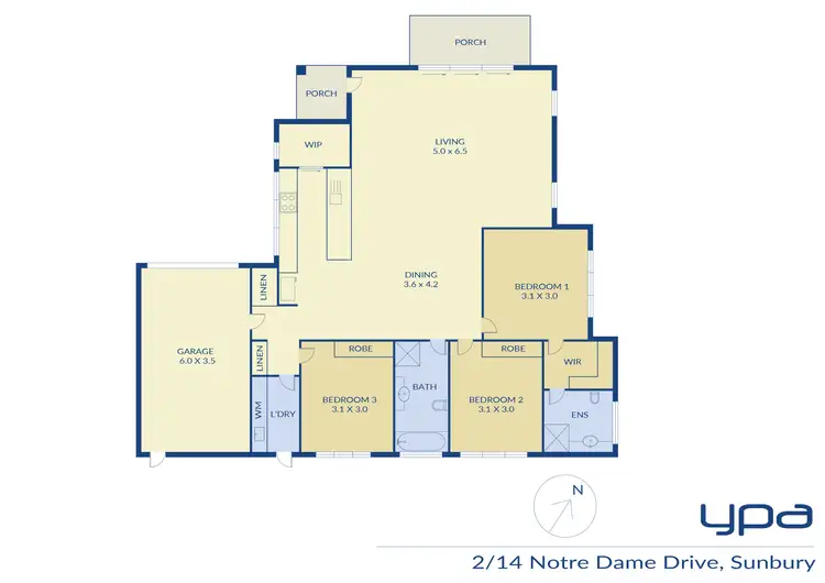 Floorplan of Homely unit listing, 2/14 Notre Dame Drive, Sunbury VIC 3429