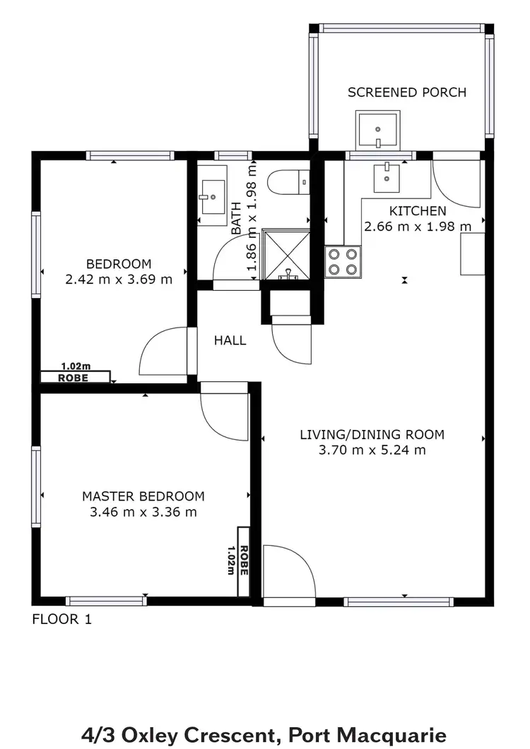 Floorplan of Homely unit listing, 4/3 Oxley Crescent, Port Macquarie NSW 2444