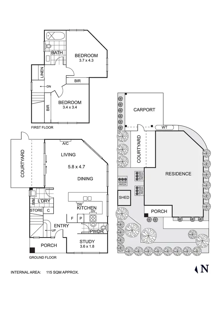 Floorplan of Homely townhouse listing, 1/2 Manly Court, Coburg North VIC 3058