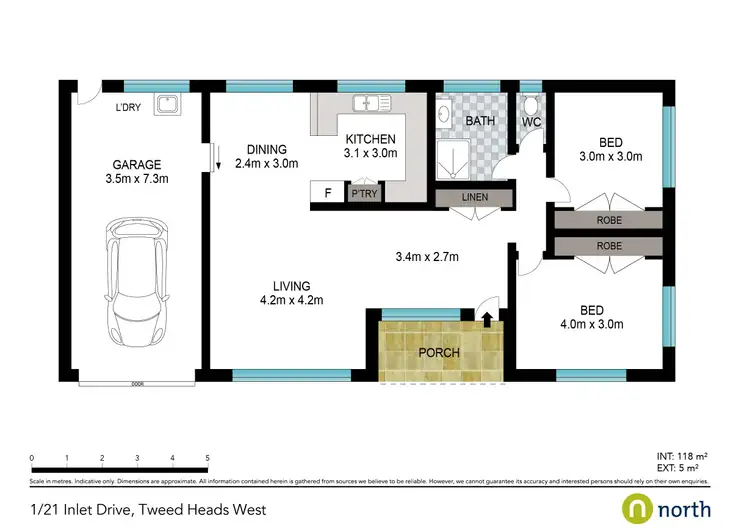 Floorplan of Homely semi-detached listing, 1/21 Inlet Drive, Tweed Heads West NSW 2485