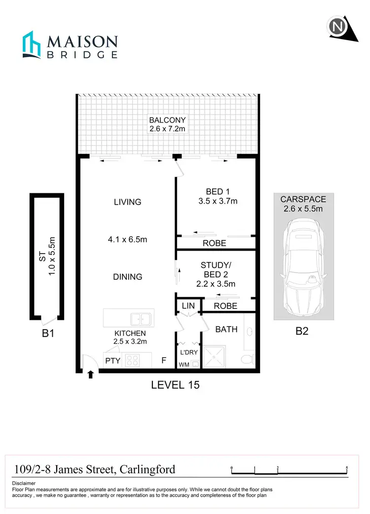 Floorplan of Homely apartment listing, Level 15/109/2-8 James Street, Carlingford NSW 2118