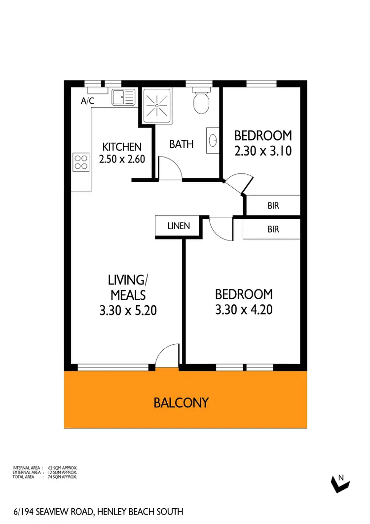 Floorplan of Homely unit listing, 6/194 Seaview Road, Henley Beach South SA 5022