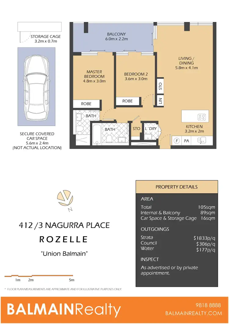 Floorplan of Homely apartment listing, 412/3 Nagurra Place, Rozelle NSW 2039