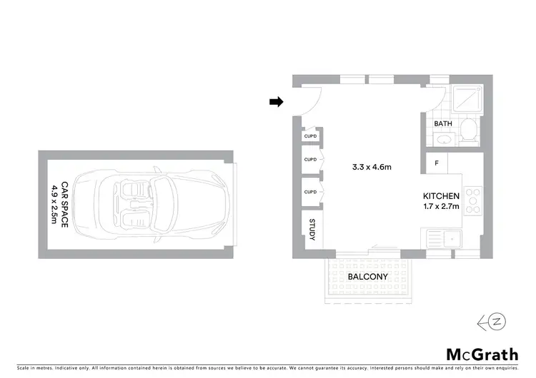 Floorplan of Homely studio listing, 9/27 Sutherland Street, Paddington NSW 2021